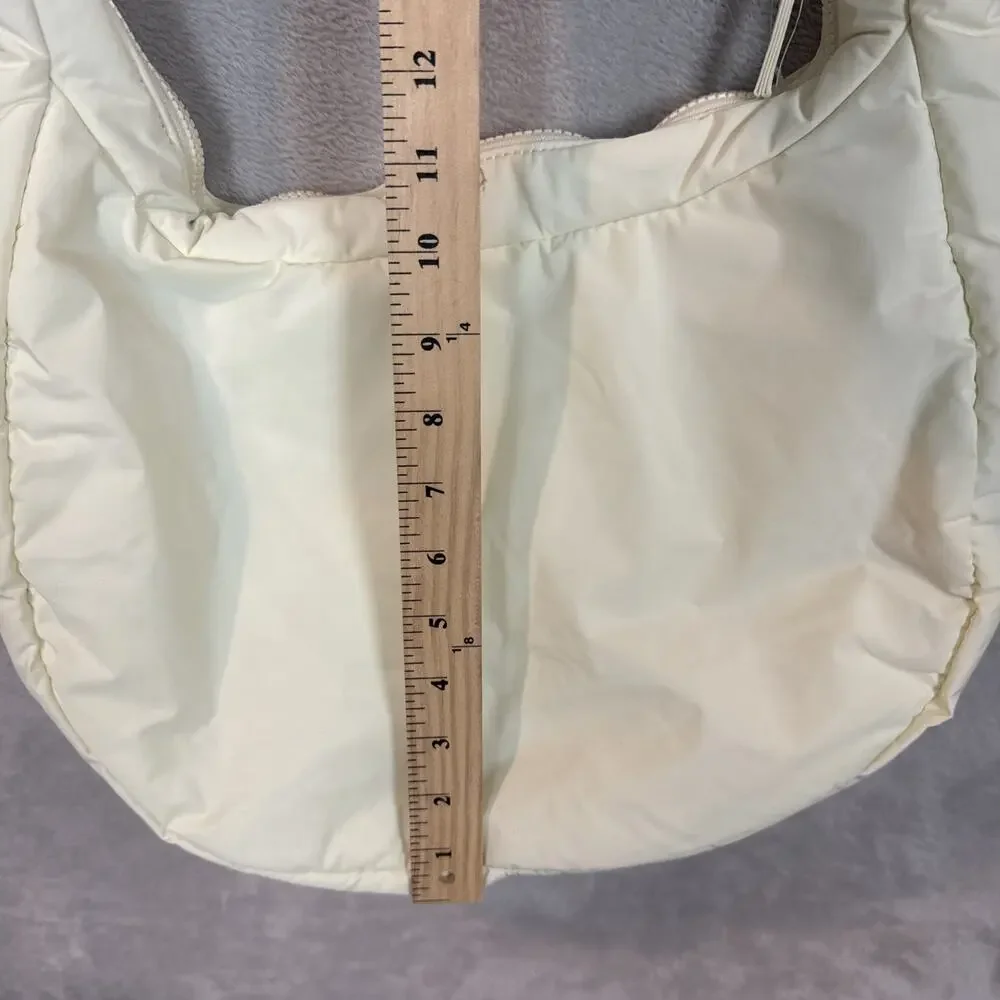 Athleta All About Large Crossbody Hobo Bag Yellow Travel Puffy Casual Sporty New